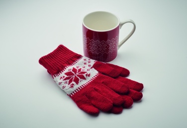 Logo trade promotional giveaways image of: Winter gift mug and gloves set