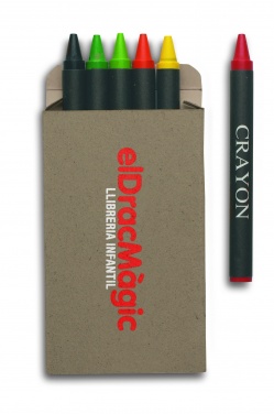 Logo trade promotional giveaways image of: Carton of 6 wax crayons