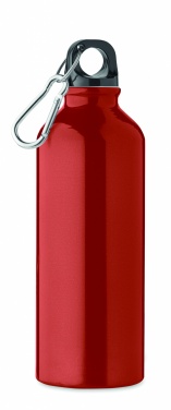 Logo trade promotional merchandise picture of: 500 ml single-walled water bottle made of recycled aluminum with a carabiner