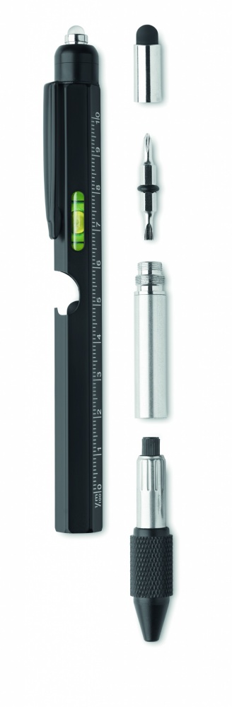Logo trade business gift photo of: Spirit level pen with ruler