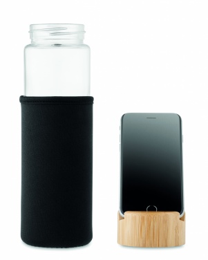 Logo trade business gift photo of: Glass bottle bamboo lid 600ml