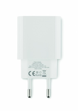 Logo trade promotional giveaway photo of: 20W 2 port USB charger EU plug