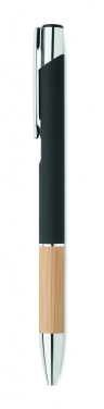 Logo trade promotional item photo of: Ballpoint pen made of aluminum with a bamboo grip
