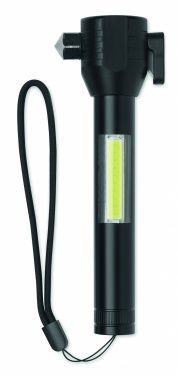Logo trade promotional items picture of: 3-in-1 aluminum flashlight with an emergency hammer and seatbelt cutter, customizable with printing