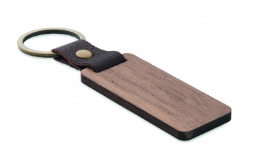 Logo trade corporate gifts picture of: Key ring in walnut and PU Kokkola