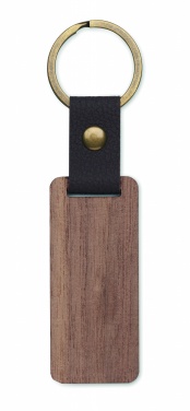 Logotrade promotional gift picture of: Key ring in walnut and PU Kokkola