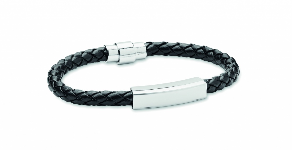 Logo trade promotional giveaways image of: Braided faux leather bracelet