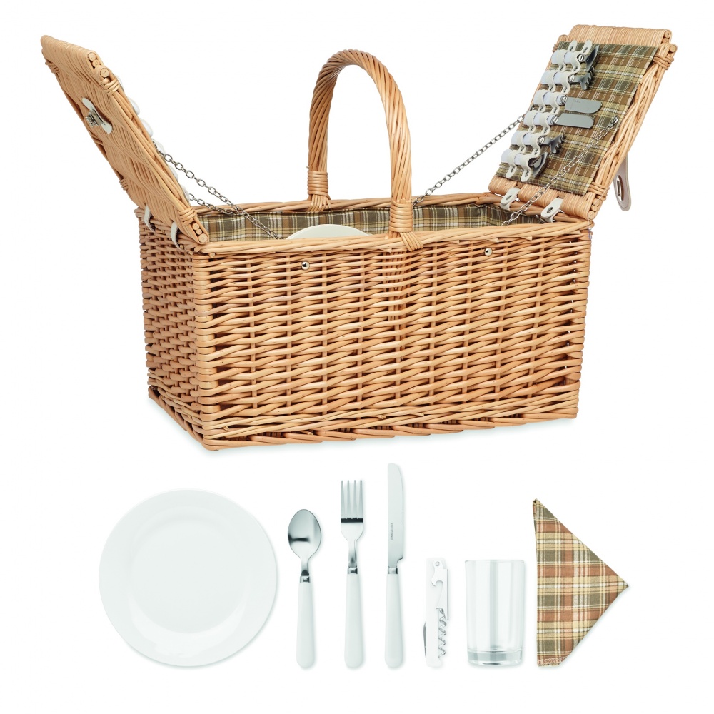 Logo trade promotional gifts picture of: Wicker picnic basket 4 people