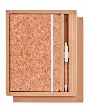 Logo trade business gifts image of: A5 cork notebook with pen