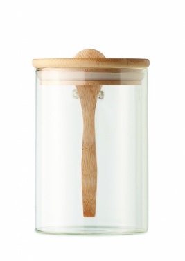 Logo trade business gifts image of: Glass jar with spoon 600 ml