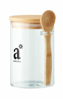 Logo trade promotional item photo of: Glass jar with spoon 600 ml