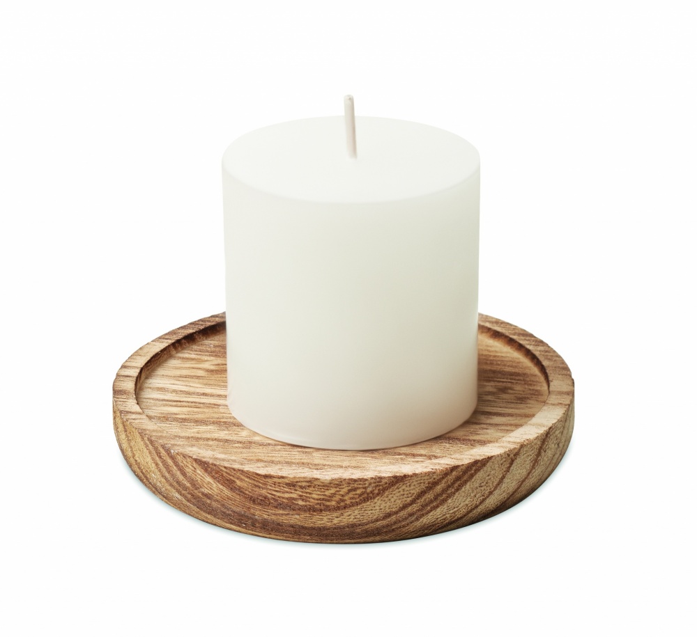 Logo trade promotional products image of: Candle on round wooden base