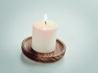 Logo trade corporate gifts image of: Candle on round wooden base