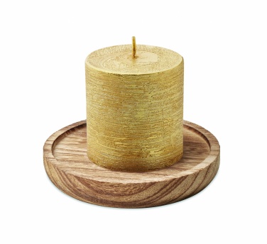 Logo trade business gifts image of: Candle on round wooden base