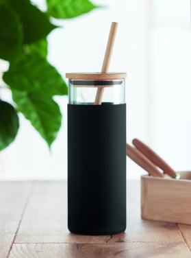 Logo trade business gift photo of: Glass tumbler 450ml bamboo lid