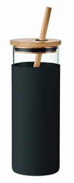 Logo trade promotional products image of: Glass tumbler 450ml bamboo lid