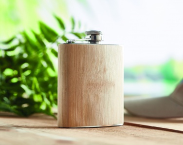 Logo trade promotional gifts image of: Bamboo slim hip flask 170ml