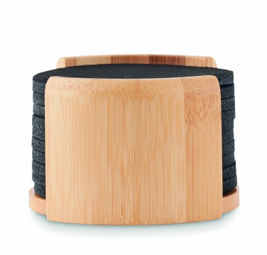 Logo trade corporate gift photo of: RPET coasters in bamboo holder