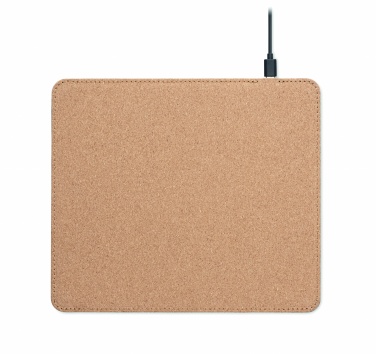 Logo trade corporate gifts image of: Cork mouse mat charger 15W