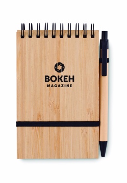 Logo trade corporate gifts picture of: A6 bamboo notepad with pen SONORABAM