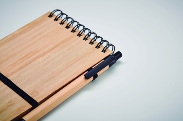 Logo trade promotional gifts image of: A6 bamboo notepad with pen SONORABAM