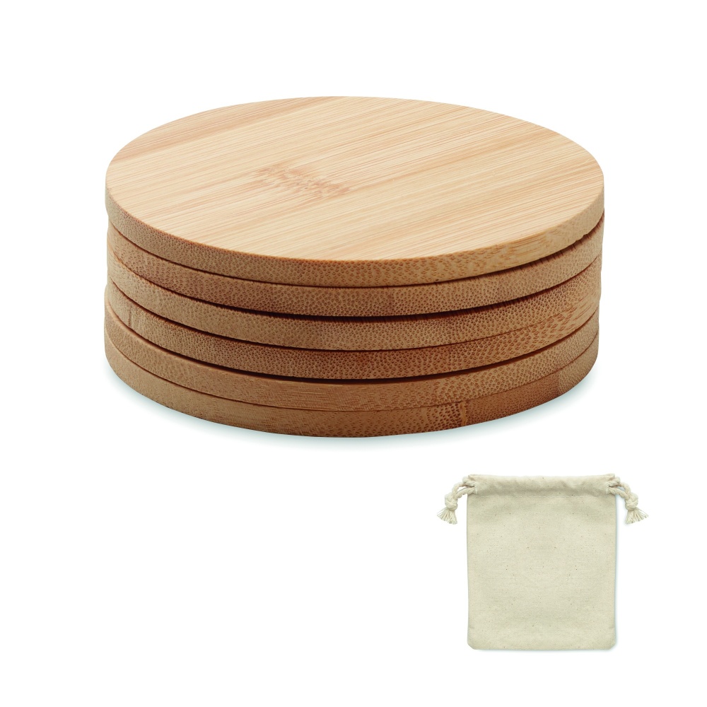 Logo trade advertising products image of: Set of 6 bamboo coasters
