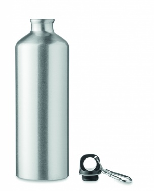 Logo trade promotional giveaway photo of: 1000 ml single-walled aluminum water bottle with a carabiner