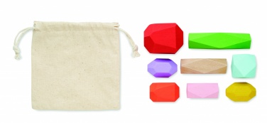 Logo trade corporate gift photo of: 8 stacking wood rocks in pouch