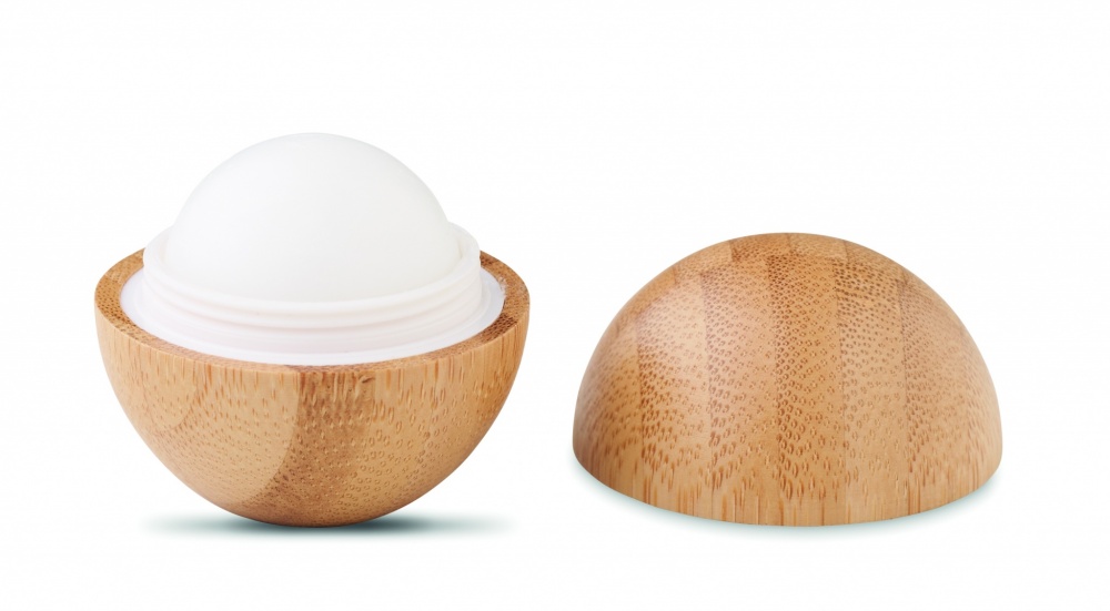 Logotrade promotional item image of: Lip balm in round bamboo case