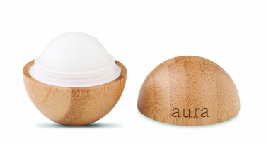 Logo trade promotional products image of: Lip balm in round bamboo case
