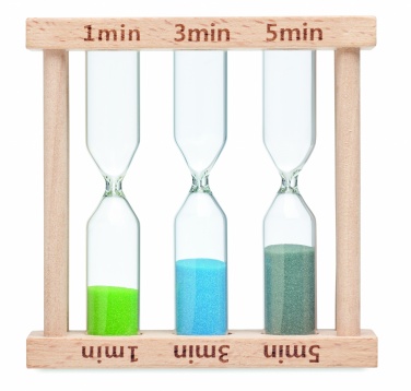 Logo trade promotional gifts image of: Set of 3 wooden sand timer