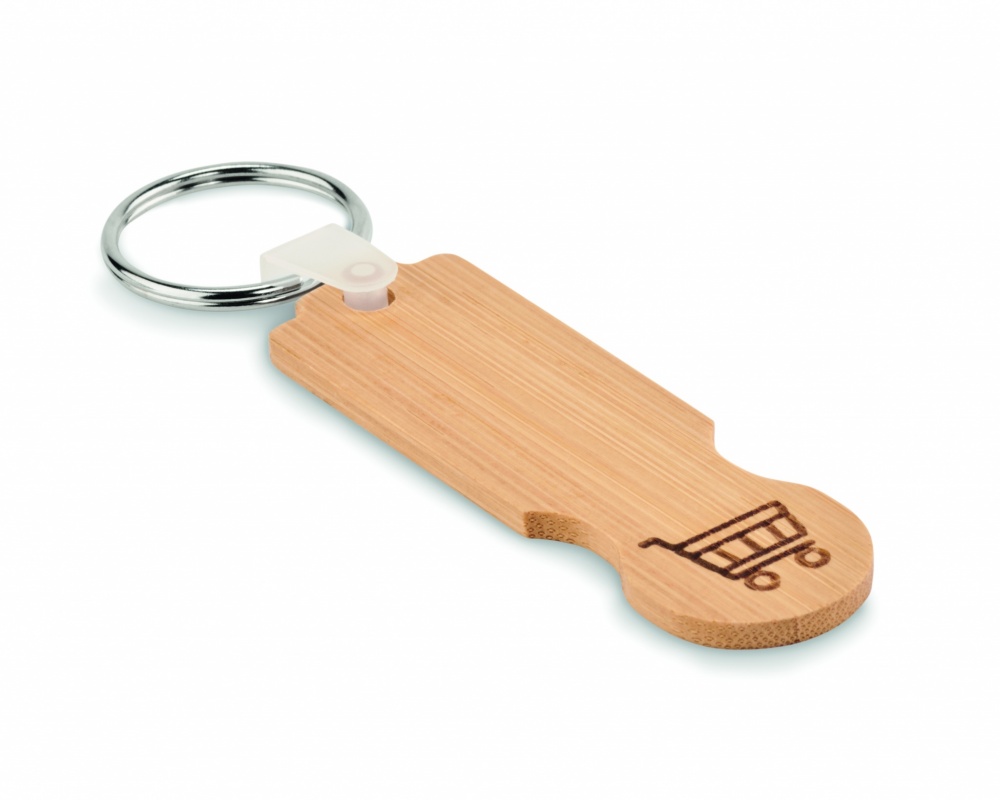 Logotrade promotional product image of: Bamboo euro token key ring Rauma