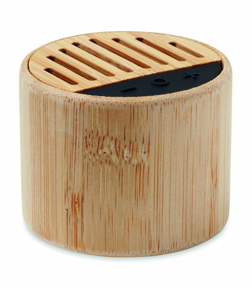 Logotrade advertising product picture of: Round bamboo wireless speaker