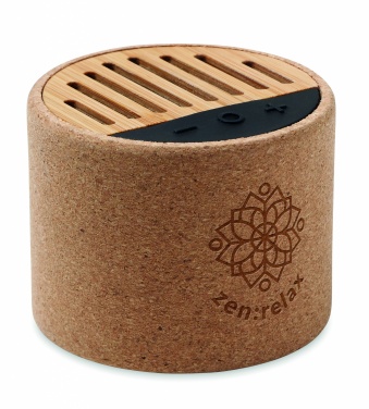 Logo trade promotional giveaways image of: Round cork wireless speaker
