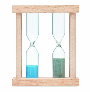 Logo trade promotional merchandise picture of: Set of 2 wooden sand timers
