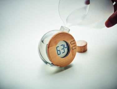 Logotrade promotional products photo of: Water powered bamboo LCD clock
