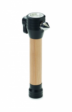 Logo trade promotional item photo of: 3-in-1 bamboo flashlight with an emergency hammer and seatbelt cutter