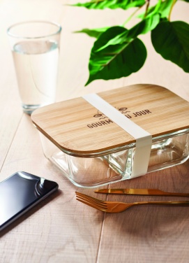 Logo trade promotional items image of: Glass lunch box with bamboo lid