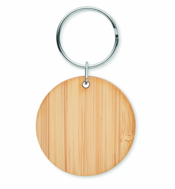 Logotrade promotional item image of: Round bamboo key ring Pieksämäki