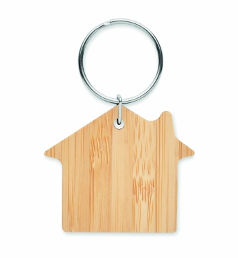 Logotrade promotional merchandise photo of: House shaped bamboo key ring Järvenpää