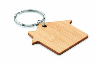 Logotrade promotional product picture of: House shaped bamboo key ring Järvenpää