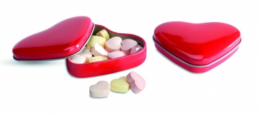 Logo trade promotional giveaways image of: Heart tin box with candies