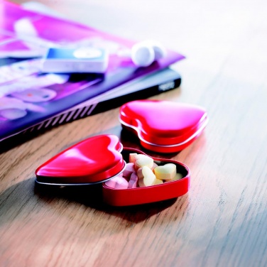Logo trade advertising product photo of: Heart tin box with candies