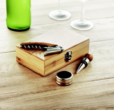 Logo trade promotional merchandise photo of: Wine set in bamboo box