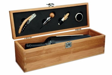 Logo trade corporate gifts image of: Wine set in bamboo box