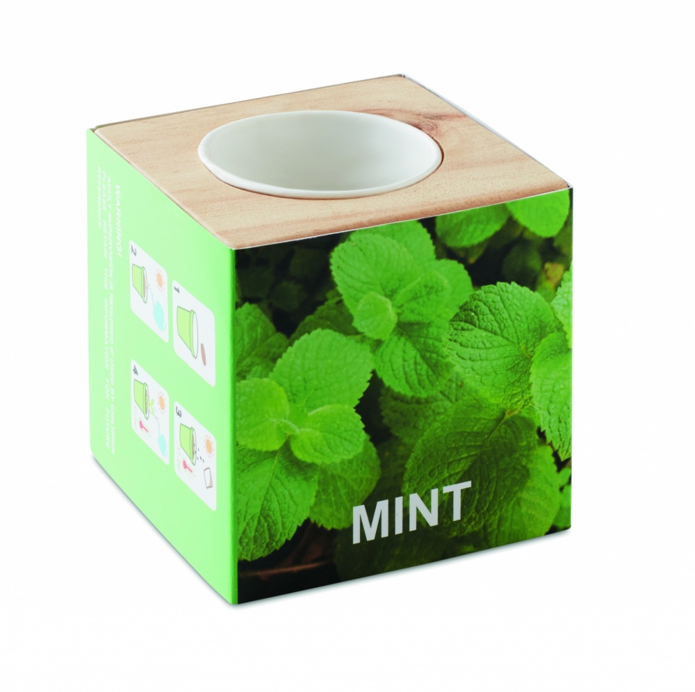 Logo trade corporate gifts picture of: Herb pot wood "MINT"