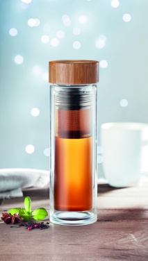 Logo trade corporate gifts picture of: Double wall glass bottle 400ml München