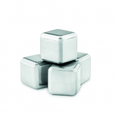 Logo trade promotional products image of: Set of 4 SS ice cubes in pouch