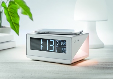 Logo trade business gifts image of: LED clock & wireless charger5W