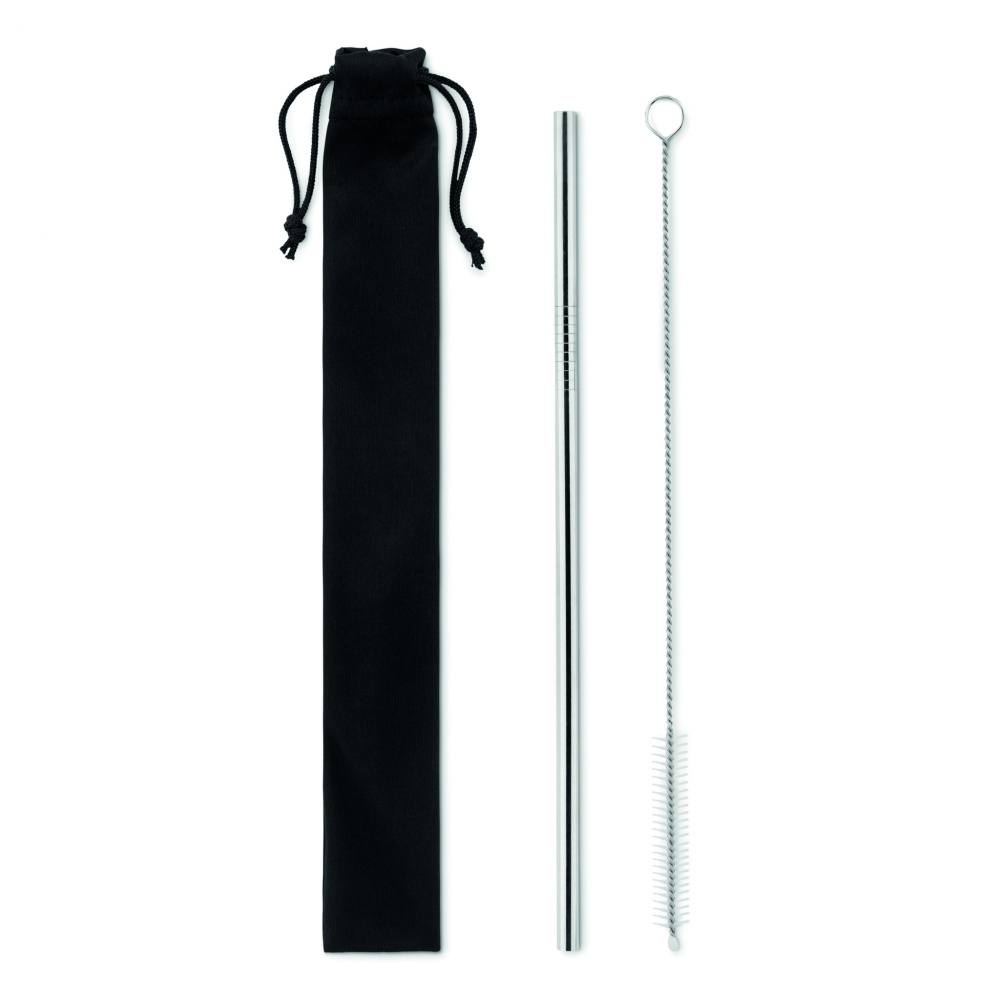 Logo trade promotional giveaways image of: SS straw and brush in pouch